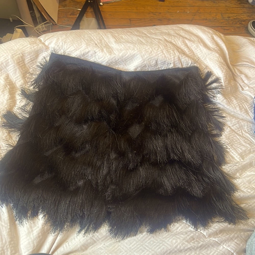 H&M Black fringe mini skirt
